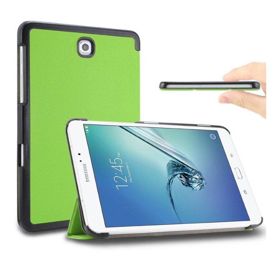 Samsung Galaxy Tab S2 8.0 T715 / T710 - Fold Stand Smart Case Leather Book Hoes voor bescherming voor- en achterkant - Kleur Groen