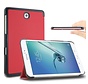 Samsung Galaxy Tab S2 8.0 T715 / T710 - Fold Stand Smart Case Leather Book Hoes voor bescherming voor- en achterkant - Kleur Rood