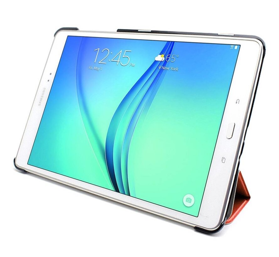 Samsung Galaxy Tab A 9.7 T550 - Fold Stand Smart Case Leather Book Hoes voor bescherming voor- en achterkant - Kleur Oranje