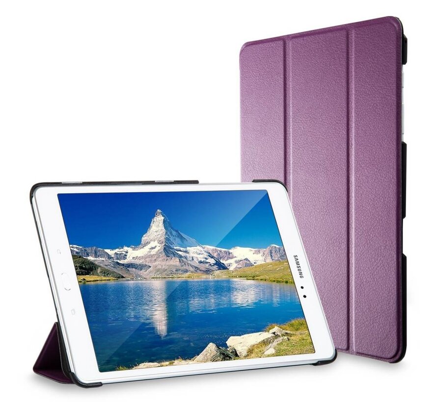 Samsung Galaxy Tab A 9.7 T550 - Fold Stand Smart Case Leather Book Hoes voor bescherming voor- en achterkant - Kleur Paars