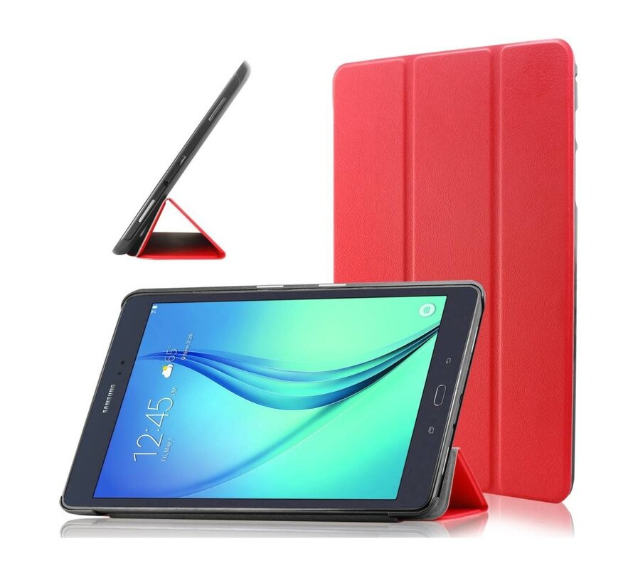 Samsung Galaxy Tab A 9.7 T550 - Fold Stand Smart Case Leather Book Hoes voor bescherming voor- en achterkant - Kleur Rood
