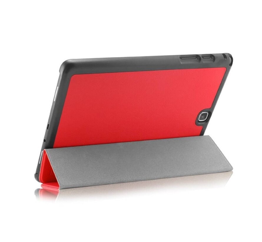 Samsung Galaxy Tab A 9.7 T550 - Fold Stand Smart Case Leather Book Hoes voor bescherming voor- en achterkant - Kleur Rood