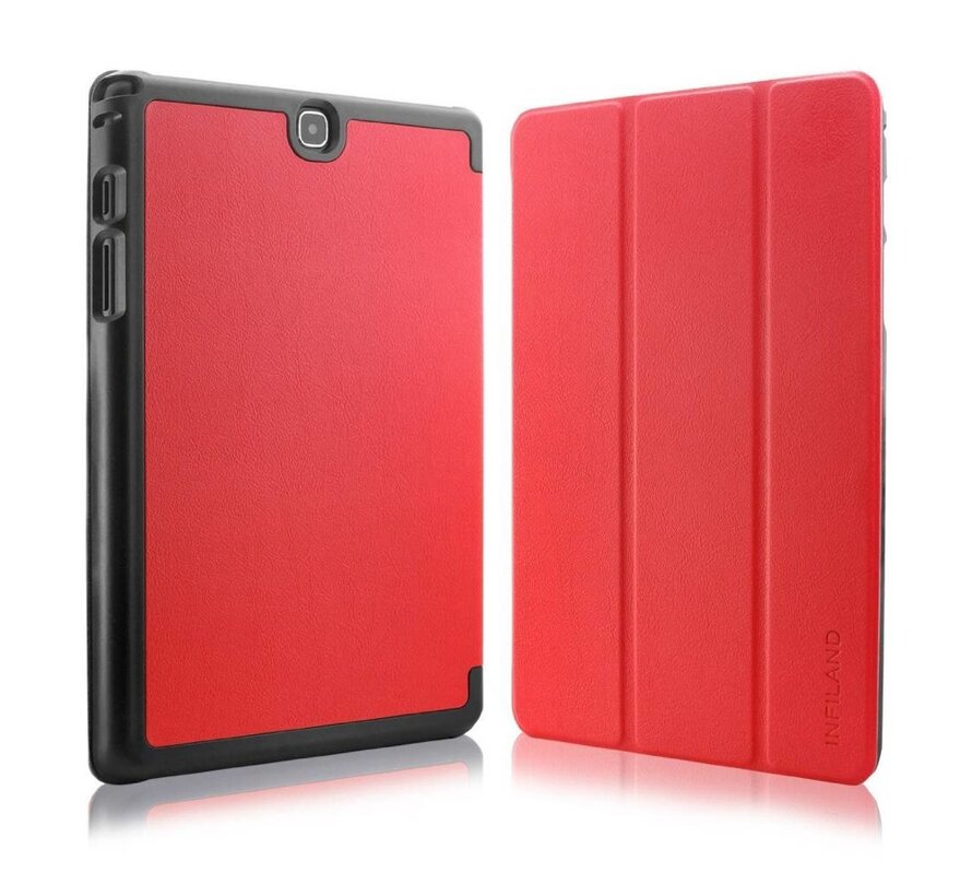 Samsung Galaxy Tab A 9.7 T550 - Fold Stand Smart Case Leather Book Hoes voor bescherming voor- en achterkant - Kleur Rood