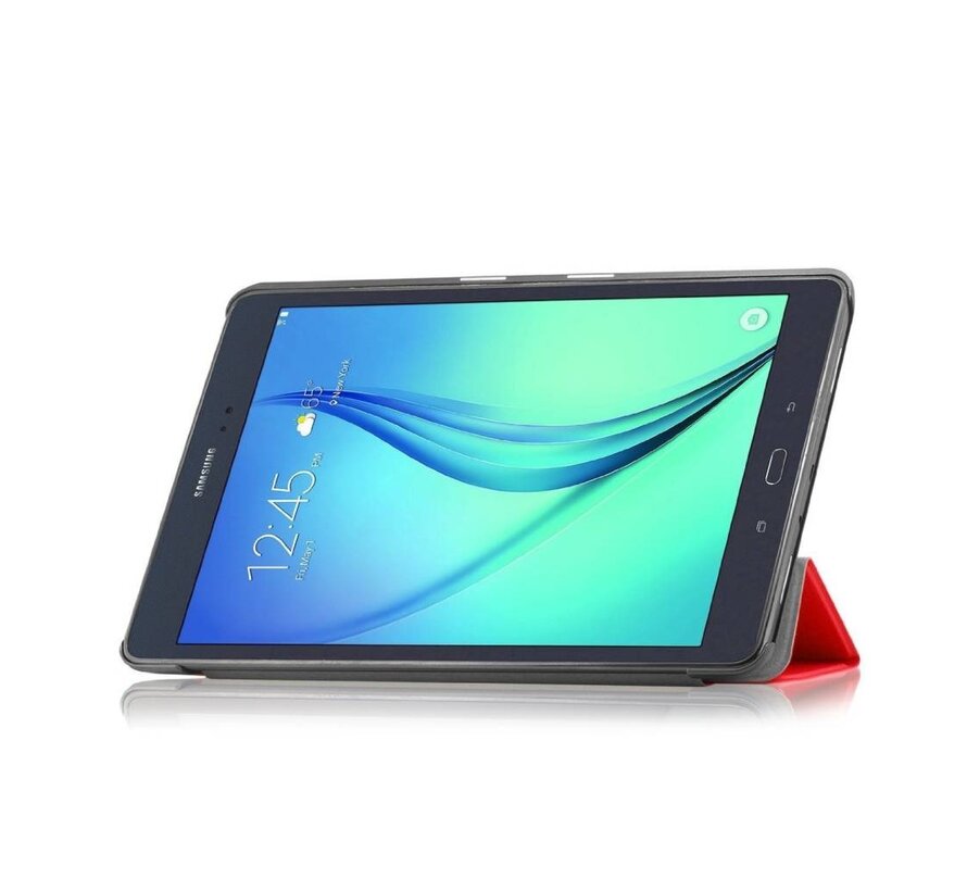 Samsung Galaxy Tab A 9.7 T550 - Fold Stand Smart Case Leather Book Hoes voor bescherming voor- en achterkant - Kleur Rood