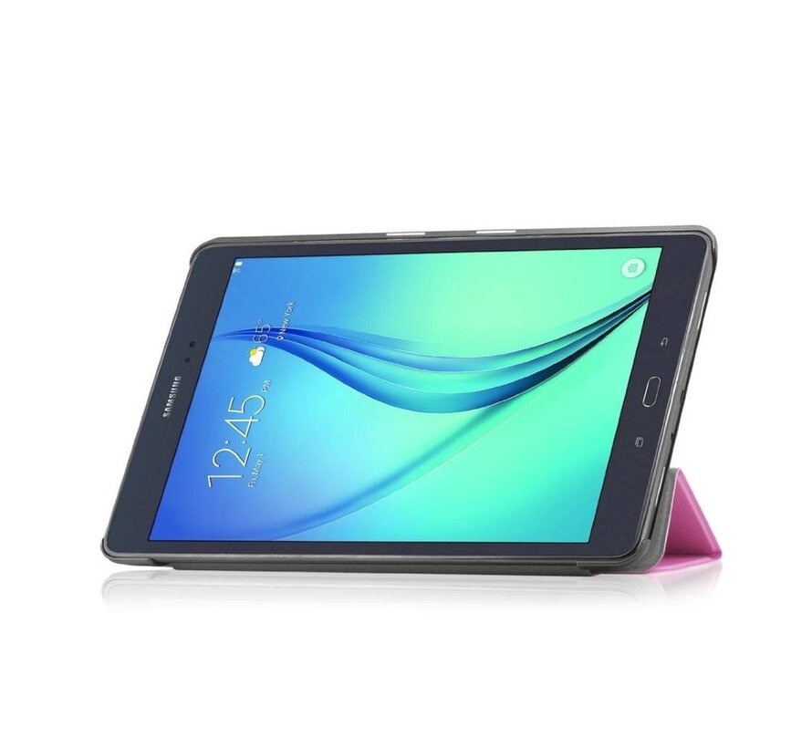 Samsung Galaxy Tab A 9.7 T550 - Fold Stand Smart Case Leather Book Hoes voor bescherming voor- en achterkant - Kleur Roze