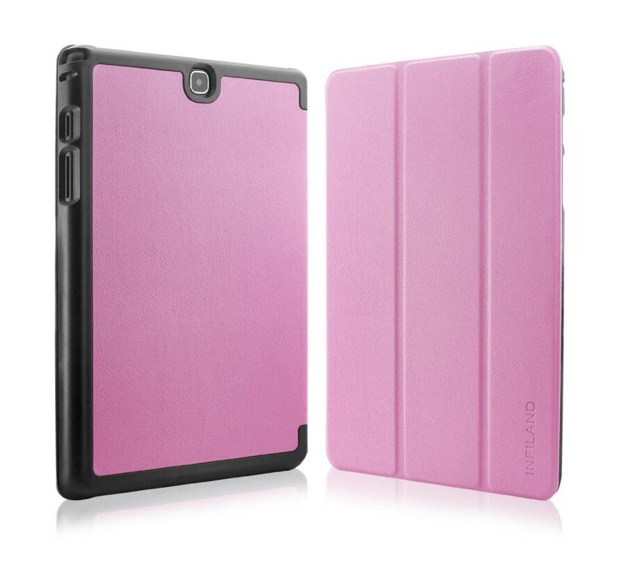 Samsung Galaxy Tab A 9.7 T550 - Fold Stand Smart Case Leather Book Hoes voor bescherming voor- en achterkant - Kleur Roze