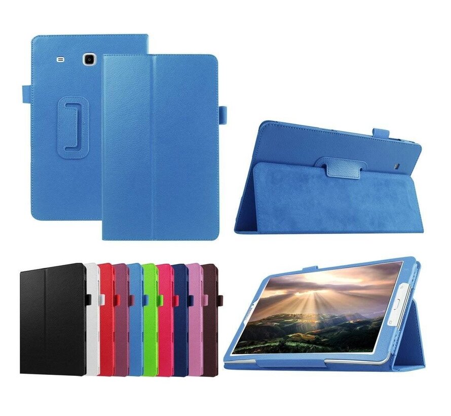 Samsung Galaxy Tab E 9.6 T560 / T561 - Leather Book Cover Flip Hoes voor bescherming voor- en achterkant - Kleur Aqua