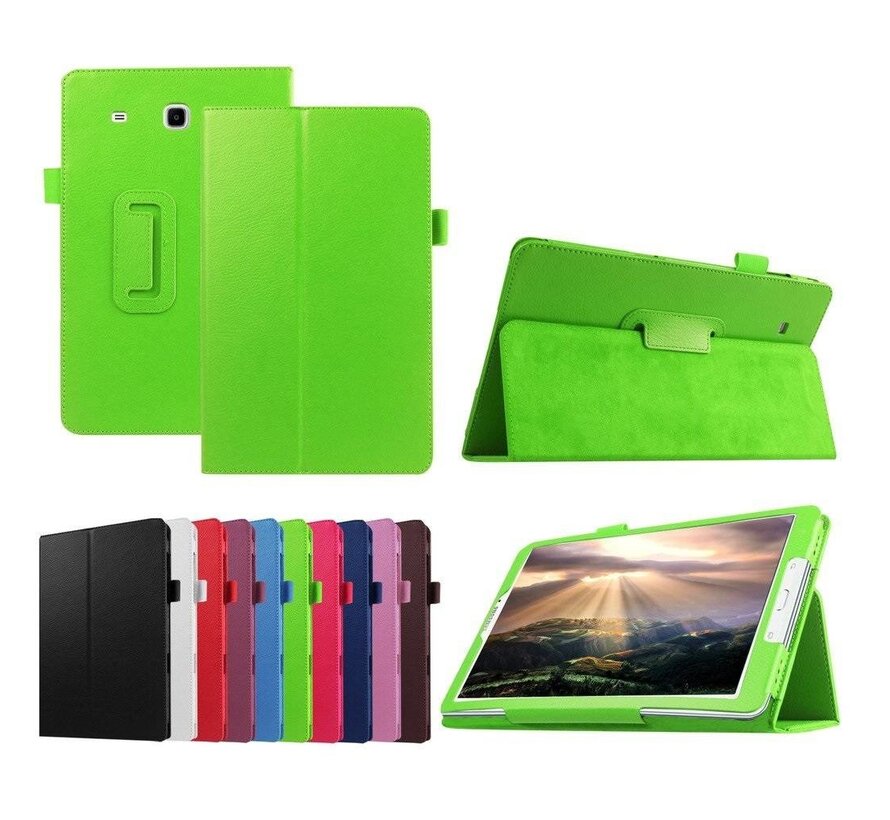 Samsung Galaxy Tab E 9.6 T560 / T561 - Leather Book Cover Flip Hoes voor bescherming voor- en achterkant - Kleur Groen