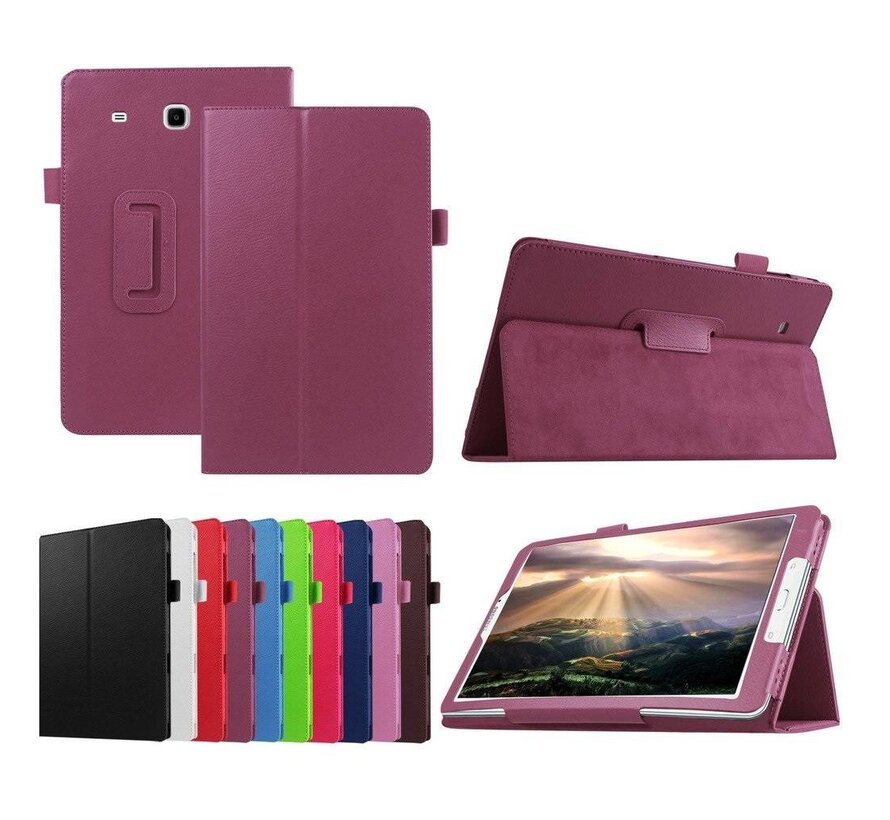 Samsung Galaxy Tab E 9.6 T560 / T561 - Leather Book Cover Flip Hoes voor bescherming voor- en achterkant - Kleur Paars