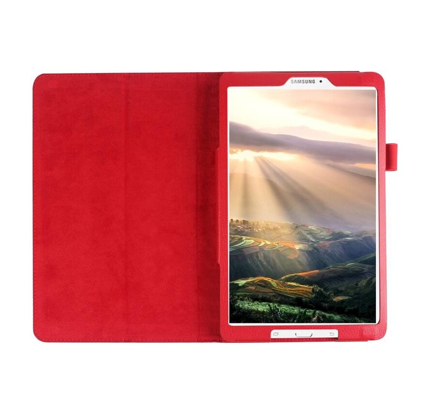 Samsung Galaxy Tab E 9.6 T560 / T561 - Leather Book Cover Flip Hoes voor bescherming voor- en achterkant - Kleur Rood