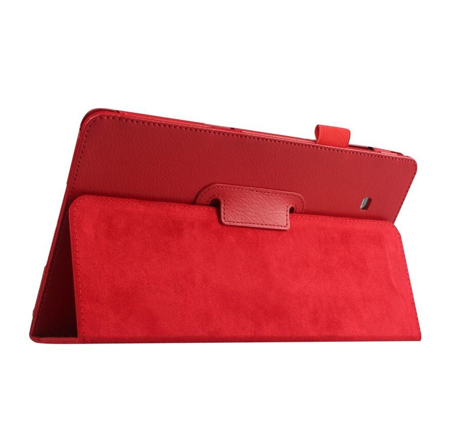 Samsung Galaxy Tab E 9.6 T560 / T561 - Leather Book Cover Flip Hoes voor bescherming voor- en achterkant - Kleur Rood