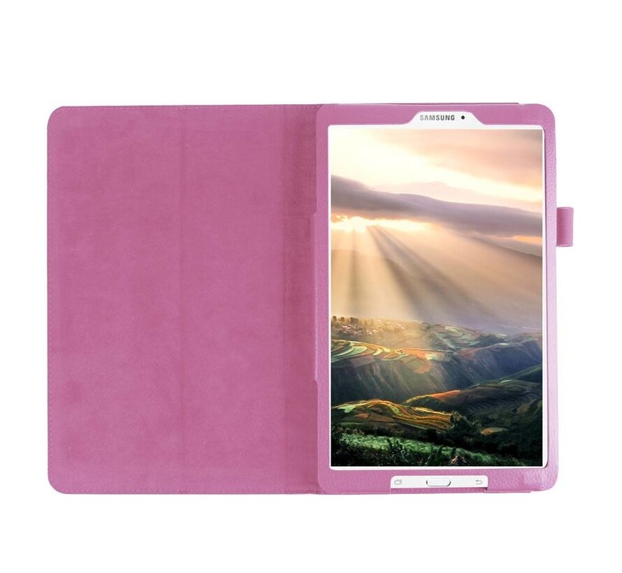 Samsung Galaxy Tab E 9.6 T560 / T561 - Leather Book Cover Flip Hoes voor bescherming voor- en achterkant - Kleur Roze