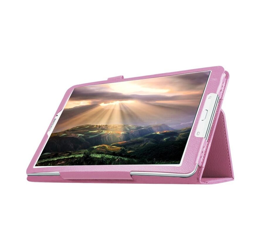 Samsung Galaxy Tab E 9.6 T560 / T561 - Leather Book Cover Flip Hoes voor bescherming voor- en achterkant - Kleur Roze