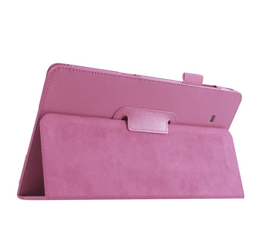 Samsung Galaxy Tab E 9.6 T560 / T561 - Leather Book Cover Flip Hoes voor bescherming voor- en achterkant - Kleur Roze
