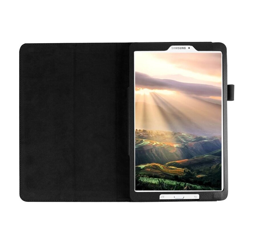 Samsung Galaxy Tab E 9.6 T560 / T561 - Leather Book Cover Flip Hoes voor bescherming voor- en achterkant - Kleur Zwart