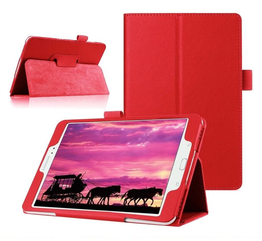 Samsung Galaxy Tab S2 8.0 T715 / T710 - Leather Book Cover Flip Hoes voor bescherming voor- en achterkant - Kleur Rood