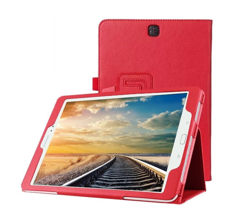 Samsung Galaxy Tab A 9.7 T550 - Leather Book Cover Flip Hoes voor bescherming voor- en achterkant - Kleur Rood