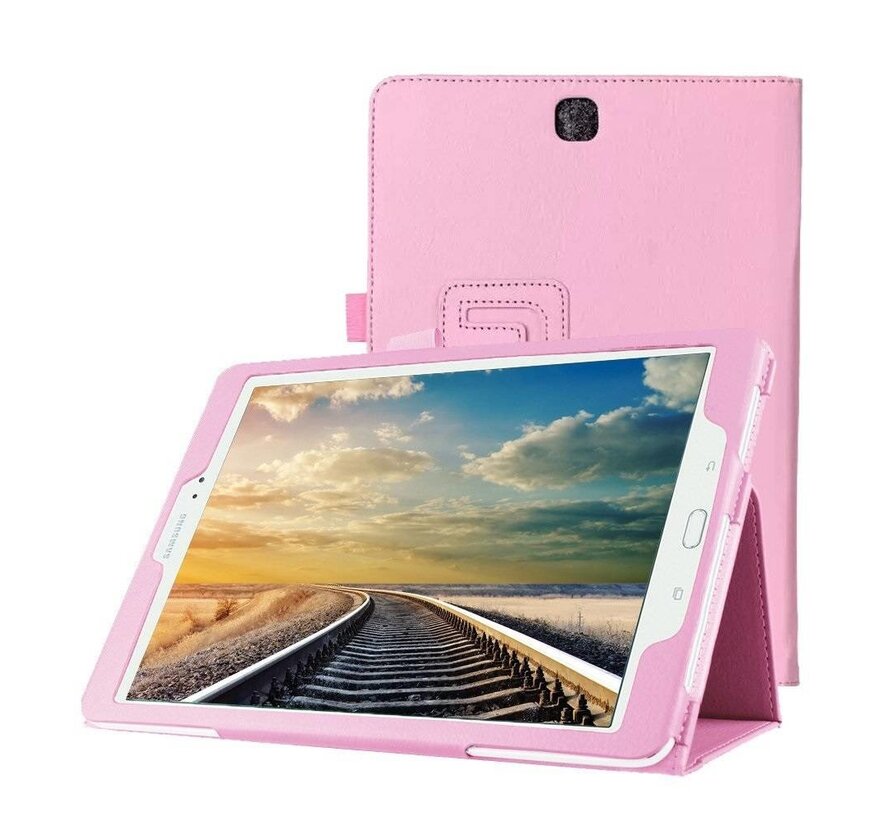 Samsung Galaxy Tab A 9.7 T550 - Leather Book Cover Flip Hoes voor bescherming voor- en achterkant - Kleur Roze