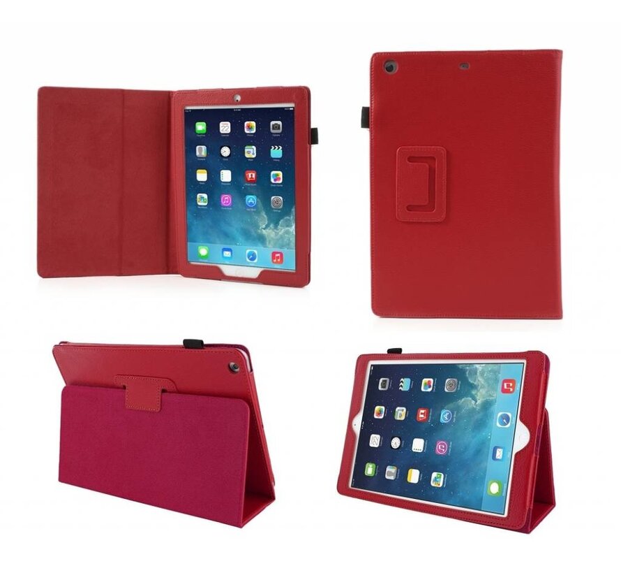 Apple iPad Mini 1 / 2 / 3 - Leather Book Cover Flip Hoes voor bescherming voor- en achterkant - Kleur Rood