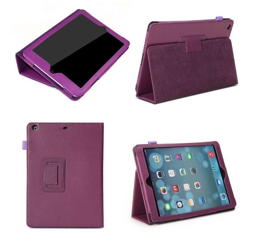 Apple iPad Mini 4 - Leather Book Cover Flip Hoes voor bescherming voor- en achterkant - Kleur Paars