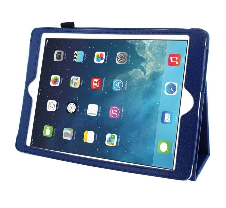 Apple iPad Air 2 (iPad 6) - Leather Book Cover Flip Hoes voor bescherming voor- en achterkant - Kleur Blauw