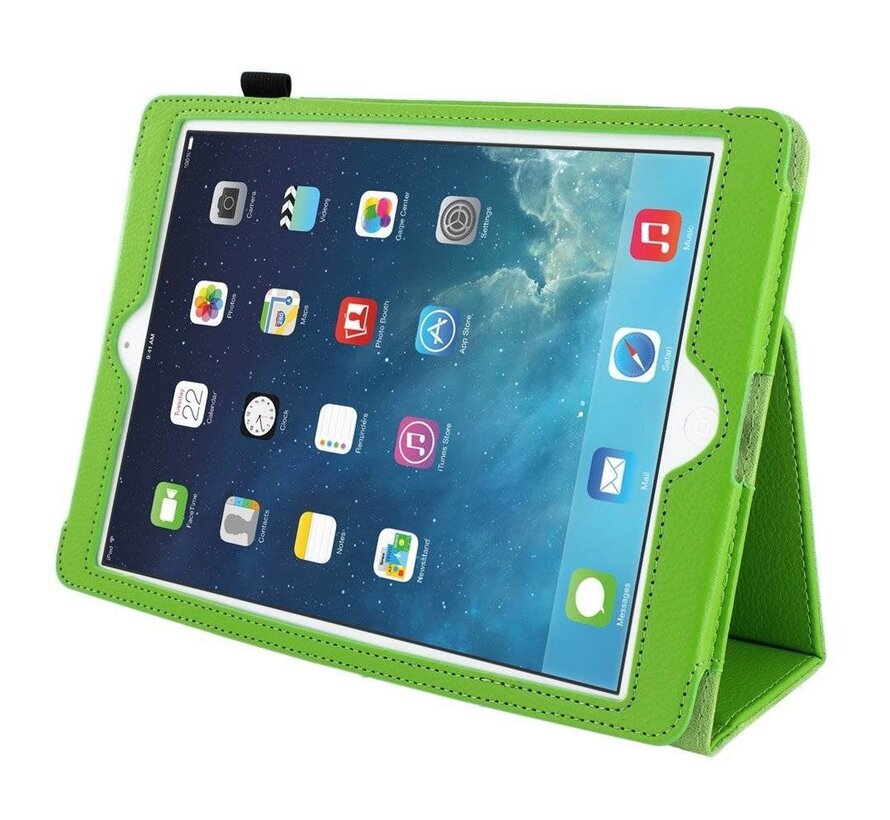 Apple iPad Air 2 (iPad 6) - Leather Book Cover Flip Hoes voor bescherming voor- en achterkant - Kleur Groen