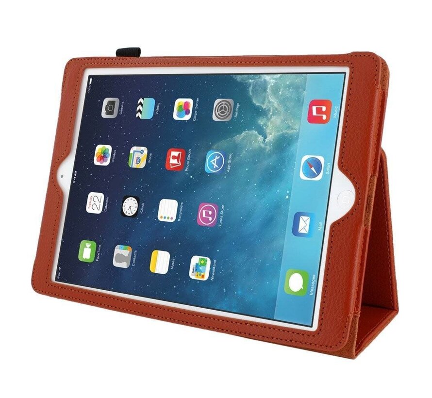 Apple iPad Air 2 (iPad 6) - Leather Book Cover Flip Hoes voor bescherming voor- en achterkant - Kleur Oranje