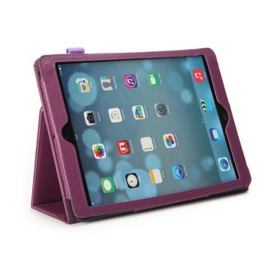 Apple iPad Air 2 (iPad 6) - Leather Book Cover Flip Hoes voor bescherming voor- en achterkant - Kleur Paars