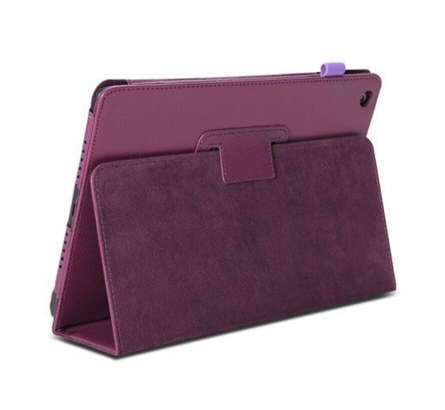 Apple iPad Air 2 (iPad 6) - Leather Book Cover Flip Hoes voor bescherming voor- en achterkant - Kleur Paars