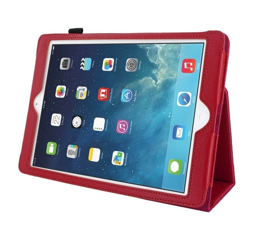 Apple iPad Air 2 (iPad 6) - Leather Book Cover Flip Hoes voor bescherming voor- en achterkant - Kleur Rood