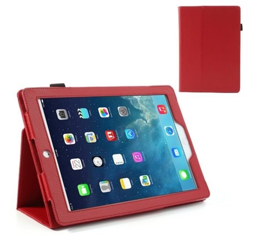 Apple iPad Air 2 (iPad 6) - Leather Book Cover Flip Hoes voor bescherming voor- en achterkant - Kleur Rood