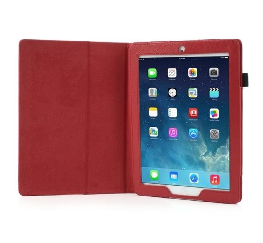 Apple iPad Air 2 (iPad 6) - Leather Book Cover Flip Hoes voor bescherming voor- en achterkant - Kleur Rood