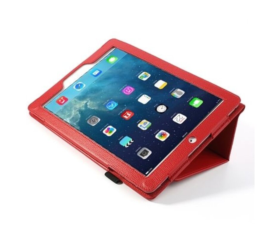 Apple iPad Air 2 (iPad 6) - Leather Book Cover Flip Hoes voor bescherming voor- en achterkant - Kleur Rood