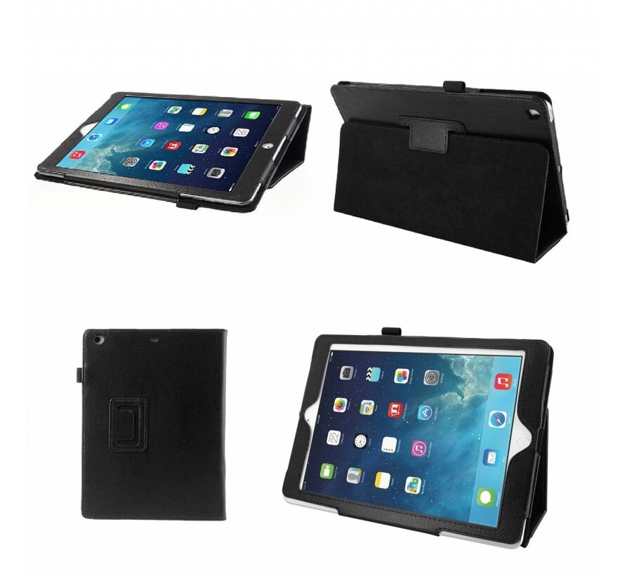 Apple iPad Air 2 (iPad 6) - Leather Book Cover Flip Hoes voor bescherming voor- en achterkant - Kleur Zwart