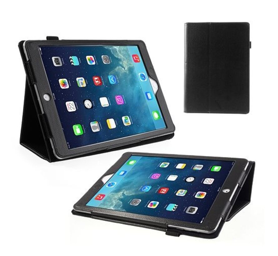 Apple iPad Air 2 (iPad 6) - Leather Book Cover Flip Hoes voor bescherming voor- en achterkant - Kleur Zwart