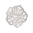 Fako Bijoux® - Broche - Bloem Met Parel - 28x28mm - Zilverkleurig