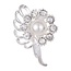 Fako Bijoux® - Broche - Bloem Met Parel - 26x38mm - Zilverkleurig