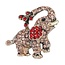 Fako Bijoux® - Broche - Olifant - Kristal - 36x33mm - Roze/Rood