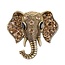 Fako Bijoux® - Broche - Olifantenkop - Kristal - 38x37mm - Goudkleurig