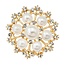 Fako Bijoux® - Broche - Parel Kristal Jessica - 35x35mm - Goudkleurig