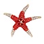 Fako Bijoux® - Broche - Zeester - Kristal - 56mm - Rood