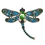 Fako Bijoux® - Broche - Libelle - XXL - 67x94mm - Groen/Blauw