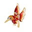 Fako Bijoux® - Broche - Vogel - 42x41mm - Goudkleurig - Rood