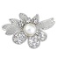 Fako Bijoux® - Broche - Bloem Met Parel - 40x28mm - Zilverkleurig