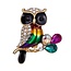 Fako Bijoux® - Broche - Uil - Regenboog - 32x36mm - Goudkleurig