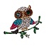 Fako Bijoux® - Broche - Uil Op Tak - Kristal - 40x33mm - Goudkleurig