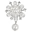 Fako Bijoux® - Broche - Bloem Met Parels - Isabella - 43x62mm - Zilverkleurig