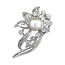 Fako Bijoux® - Broche - Bloem Met Parel - 24x41mm - Zilverkleurig
