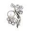 Fako Bijoux® - Broche - Bloem Met Parel - 21x34mm - Zilverkleurig