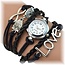 Fako® - Armband Horloge - Multi Infinity Uiltjes Love - Zwart